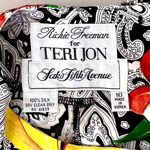 Richie Freeman For Teri Jon Silk Floral & Paisley Print Dress Midi Length Sz 10 - Picture 3 of 16